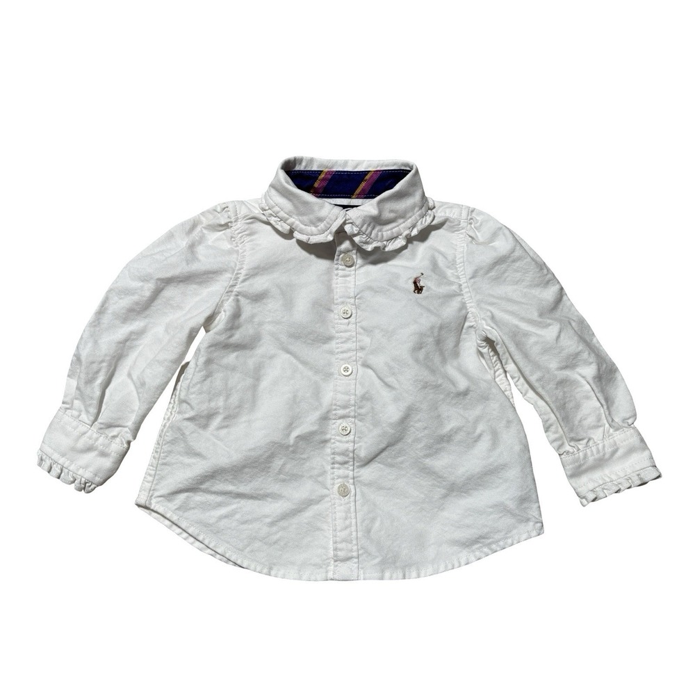 Ralph Lauren Toddler Boys 9M Oxford Button Down Shirt Long Sleeve 10.5 x‎ 11